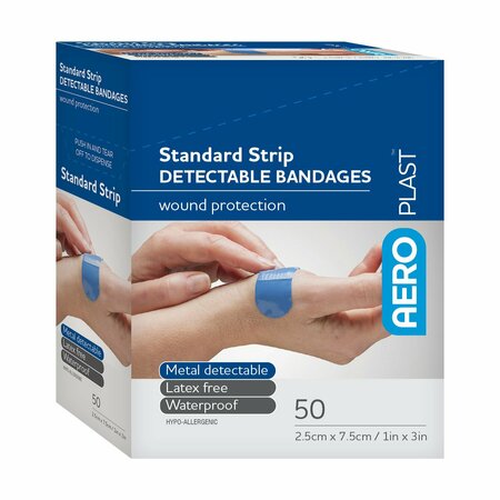 AERO HEALTHCARE Aeroplast Detectable X-Wide Strip Bandages 1In X 3In, 50PK AD1050US